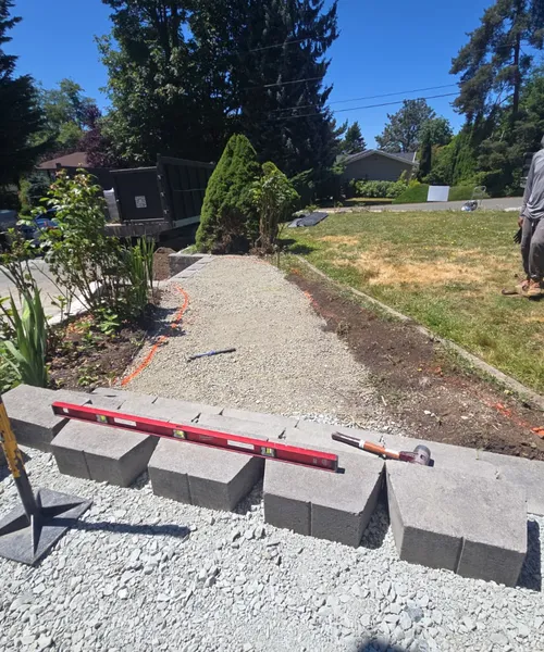 Paver Staircase Project with Retaining Wall Blocks in Edmonds 
